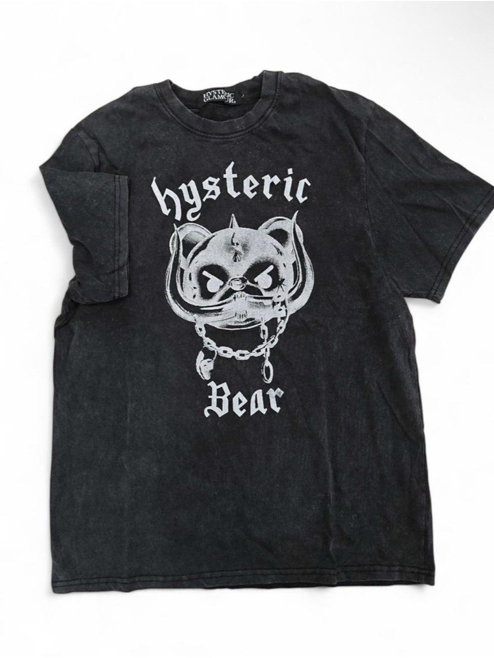 Hysteric Glamour Black Tee with Silver Bear Graphic